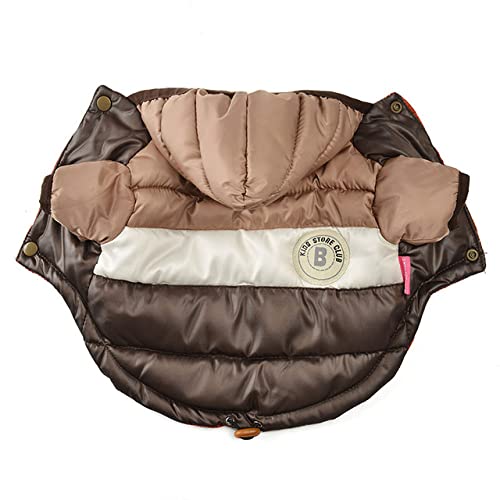 Haustier Hundebekleidung Winter Warme Jacke Baumwolle gefütterte Jacke Stitching Daunenjacke Katze und Hund Hoodie,Kaffee,L von HUANSUN