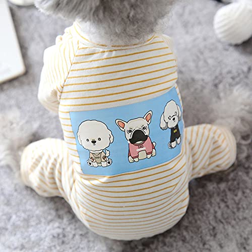 Haustier-Hundebekleidung für Hunde Pyjamas gestreifter Hunde-Overall Welpen-Haustier-Kleidung für kleine mittlere Hunde Haustier-Kleidung,gelb,L von HUANSUN