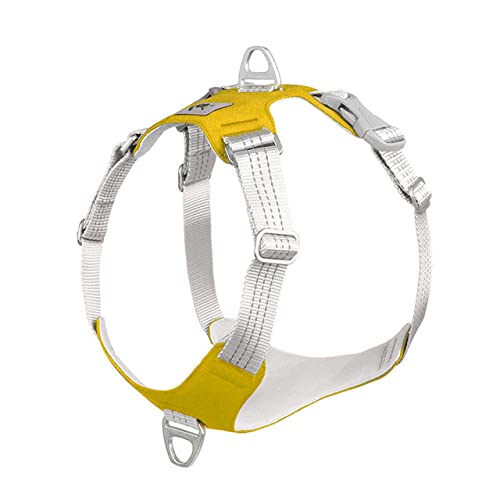 Haustier-Hundegeschirr No Pull Reflektierendes, weiches, atmungsaktives Hundegeschirr für kleine mittelgroße Hunde Nylon-Haustier-Trainingsgeschirr verstellbar,gelb,M Brustumfang 42,56cm von HUANSUN