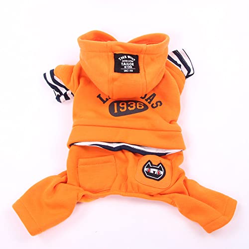 Haustier Pullover Hoodie Buchstaben Hund Overall Mantel Jacke Katze Welpen Herbst Kleidung Bekleidung,Orange Einlagig,xs von NC