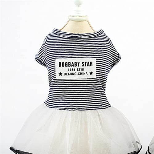 Haustier Sommer Kurzarm Rock Kleine Mittelgroße Hunde Atmungsaktiv gestreiftes Kleid Muster Plaid Kurze Prinzessin Für Welpen,grau,xs von HUANSUN