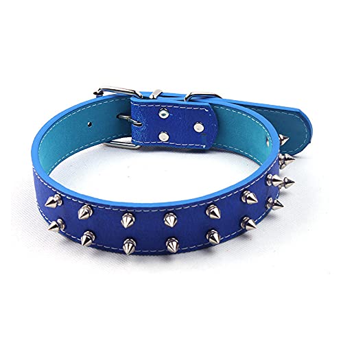 Haustierzubehör Punk-Leder-Hundehalsband mit Nieten besetzt für große große Hunde Halsband-Halskette Hunde,Blau,43,54cm von NC