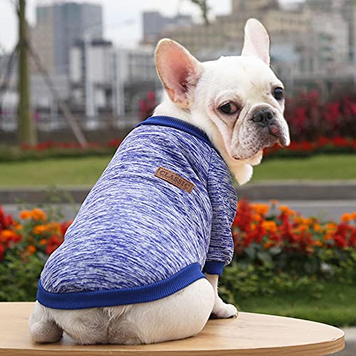 Herbst Winter Neue Hund Katze Pullover Warme Hundekleidung Winter Haustiermantel Französische Bulldogge Welpen Kleidung Hundehemd Haustierkleidung,Dunkelblau,M von NC