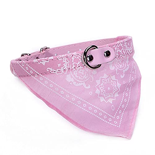 Hunde-Bandana-Kragen Verstellbares Katzen-Haustier-Halstuch Pu-Kragen mit bedrucktem Dreiecksschal Weiches Atmungsaktives Mode-Kragen,Rosa,M von HUANSUN