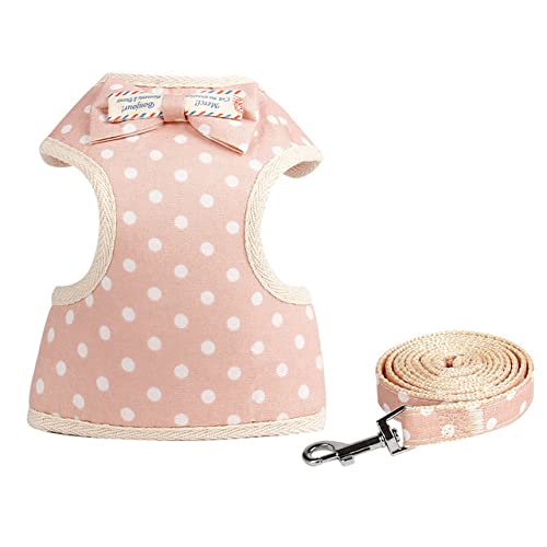 Hunde Katzengeschirr Leine Set Welpengeschirr Weste Kaninchen Mesh Kleid Schleife Brustgurt Chihuahua Welpen Haustiere Zubehör,Rosa,S von HUANSUN