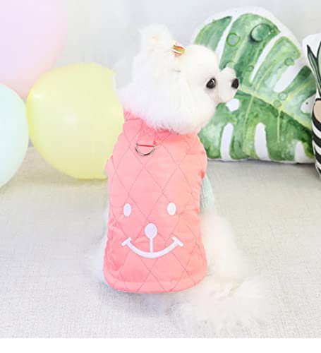 Hundebekleidung Lächeln Winter Warme Katzenmantel Weste Rosa/Marine/Blau Haustierbekleidung Outfits Für Kleine Hunde,Rosa,XL von HUANSUN