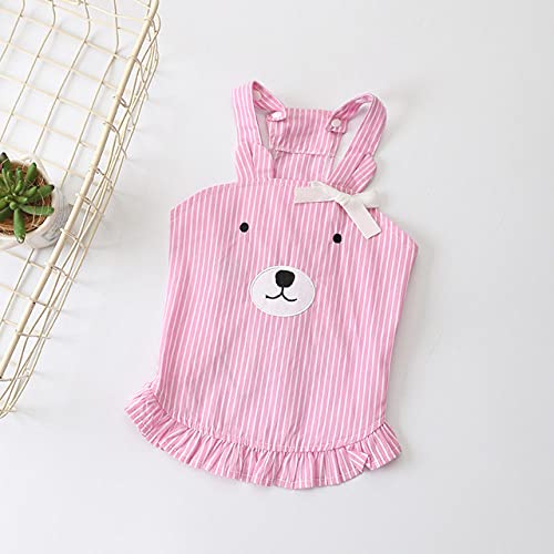 Hundebekleidung Sommer Haustiere Kleidung für kleine mittlere Hunde Kostüm gestreifte Hundeweste Kleidung für Welpen,Rosa,L von HUANSUN