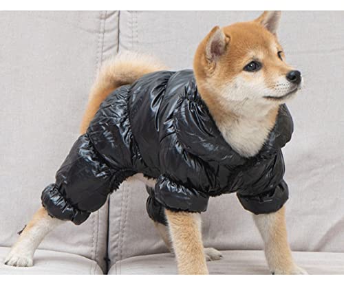 Hundebekleidung Winter Dick Warm Haustier Hund Daunenjacke Corgi Kleine Hunde Haustierkleidung Hund Baumwollmantel Overall für Hunde Welpenkleidung,Schwarz,XL von HUANSUN