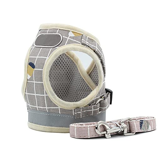 Hundegeschirr Atmungsaktive Netzweste Verstellbares Hundegeschirr und Leine Set für kleine Hunde Reflektierendes Hundehalsband Hundezubehör,Khaki,xs von HUANSUN