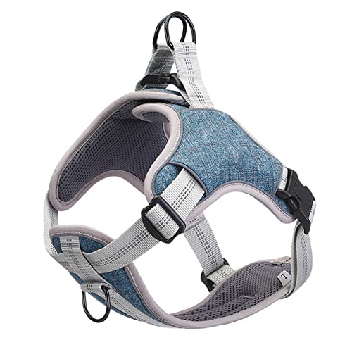 Hundegeschirr für mittelgroße Hunde No Pull Reflektierendes Hundegeschirr Weste Gepolstertes Hundegeschirr Gehtraining Hundezubehör,Blau,M Brust 49,65cm von HUANSUN