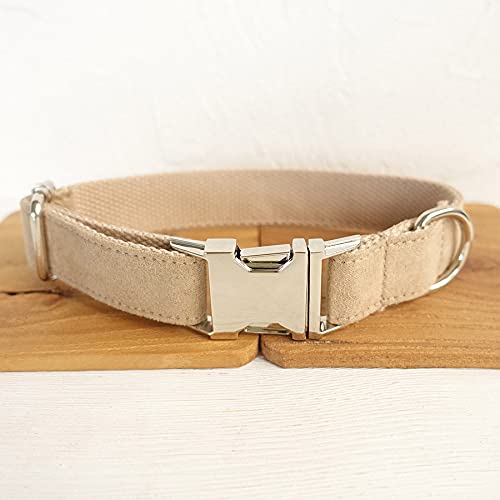 Hundehalsband Hellbraun 5 Größen Polysatin und Nylon Hundehalsband und Leine,Hundehalsband,L von HUANSUN