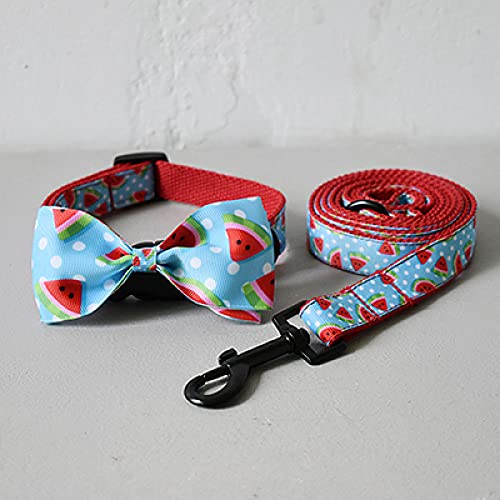 Hundehalsband mit Fliege für kleine mittelgroße Hunde Halloween Haustier Traktionsseil Katze Welpen Halskette Riemen Leine,Bow Collar Leash Set,L von HUANSUN