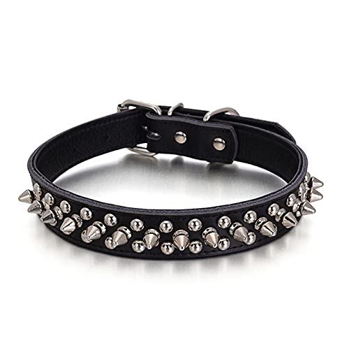 Hundehalsband mit Spikes Leder Pilze Niet Spike Nieten Welpen Outdoor Haustierhalsbänder für kleine mittelgroße Hunde Katzen,b,M von HUANSUN