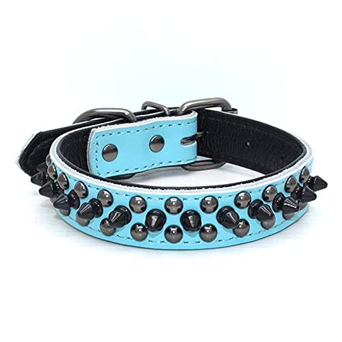 Hundehalsband mit Spikes Leder Pilze Niet Spike Nietenbesetzte Welpen Outdoor Haustierhalsbänder für kleine mittelgroße Hunde Katzen,F,L von HUANSUN