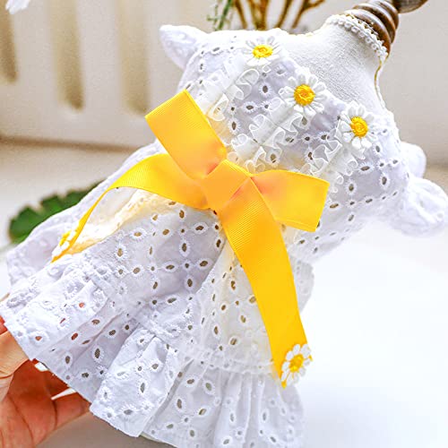 Hundekleidung Gänseblümchen-Blumen-Ausschnitt Klassisches Kleid für kleinen Hund Welpen Haustier Katze Frühling Sommer Haustier Kostüm Haustier Kleidung Rock,Weiß,xs von HUANSUN