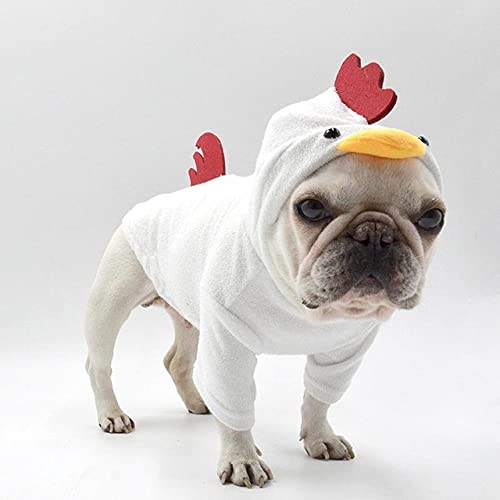 Hundekleidung Haustierkleidung Kreative Kleidung Haustier Puppy Cock Sweater Kleidung Hundegeschenk verwandelt in Pyjamas Bademantel, Weiß, M von HUANSUN