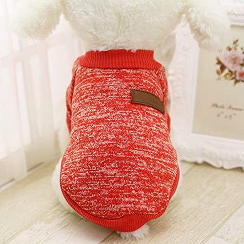 Hundekleidung Warmes Welpen Outfit Haustier Jacke Mantel Winter Hundekleidung Weiche Pullover Kleidung Für Kleine Hunde,3Rot,M von HUANSUN