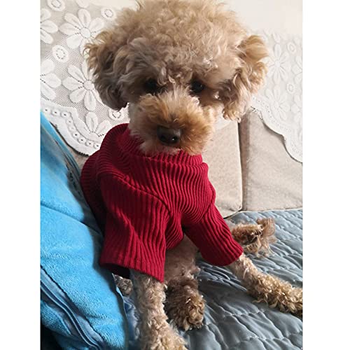 HUANSUN Hundepullover Herbst und Winter Pet Bottoming Shirt Teddy Warmer Pullover Katzen- und Welpenmode Zweibeinige Kleidung,Rot,M von HUANSUN