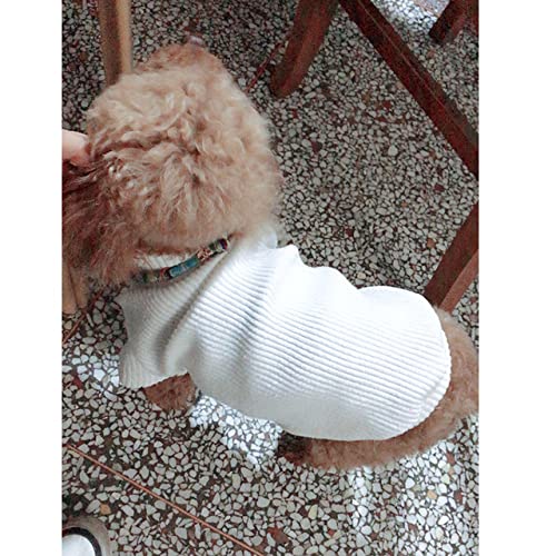 Hundepullover Herbst und Winter Pet Bottoming Shirt Teddy Warmer Pullover Katzen- und Welpenmode Zweibeinige Kleidung,Weiß,L von HUANSUN
