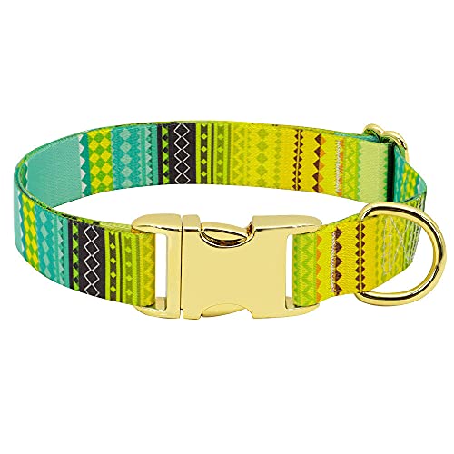 Individuelles Hundehalsband Nylon Druck Personalisiertes Hundehalsband Welpen Hundehalsbänder für kleine mittelgroße Hunde,141 Gelb,30 bis 42 cm von HUANSUN