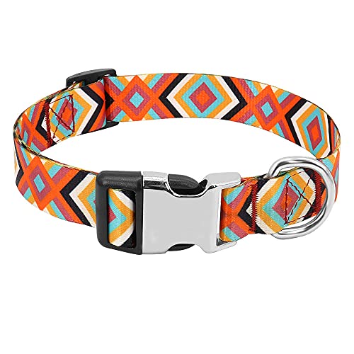 Individuelles Hundehalsband Nylon Print Personalisiertes Hundehalsband Welpen Hundehalsbänder für kleine mittelgroße Hunde,147 Orange,40 bis 57 cm von NC