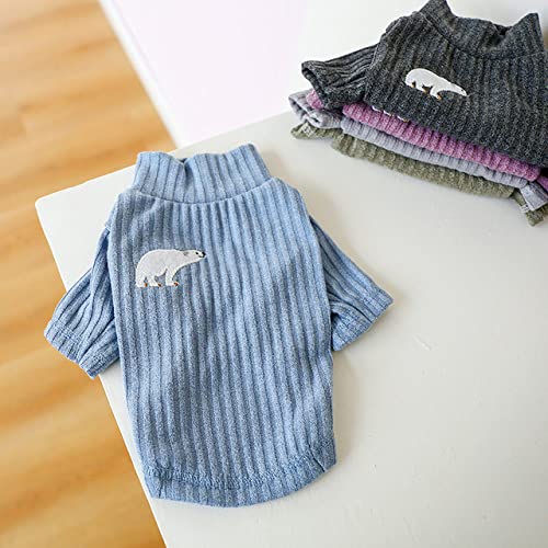 Katze Hundebekleidung Warmer Pullover für kleine Haustierkleidung Polyesterhemd Teddy Bichon Kleidung XS-XL,Blau,M von HUANSUN