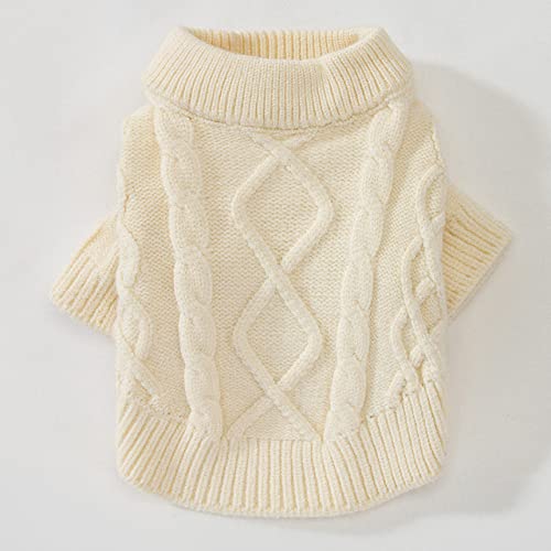 Katze Hundepullover Winter Puppy Small Hundebekleidung Strickbekleidung Hundebekleidung,Beige,M von HUANSUN