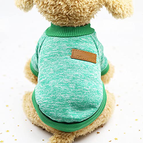 Klassische Haustier Hundebekleidung Solide Katze Hund Hoodie Welpen Outfit Haustier Pullover Kleidung Für Hunde Kostüm Für Kleine Mittlere Hunde,Grün,XL 4,3,6KG von HUANSUN