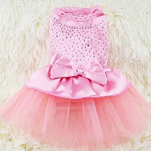 Klassische Prinzessin Hundekleider Sommer Kleine Hundekleidung Chihuahua Tüllrock Nettes Welpenkleid Haustierkleidung,Rosa,XXL von HUANSUN