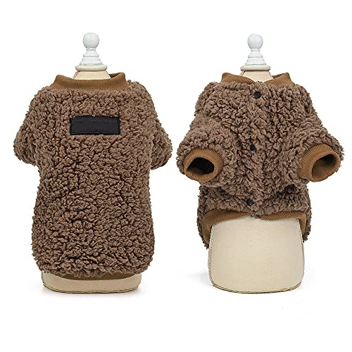 Kleidung Kleine Hundemantel Jacke Winterkleidung für Hundewelpen Haustierkleidung für kleine mittelgroße Hunde,braun,M von HUANSUN