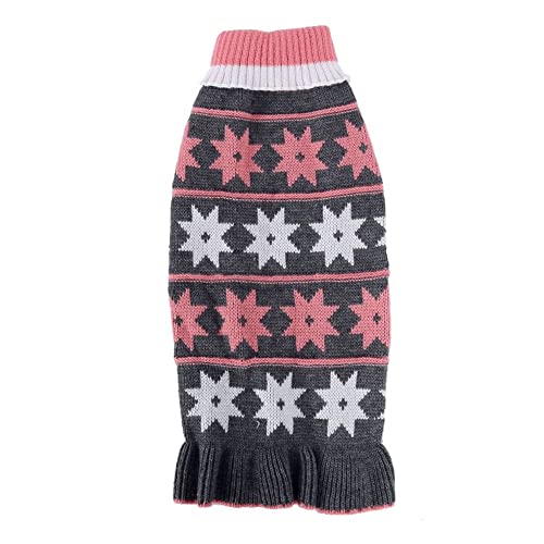 Kleine Hundepullover Sterne Muster Haustier Strickkleidung Weibliche Mädchen Winter Warm Hund Prinzessin Kleid Chihuahua Katze Kleidung,grau,S von NC