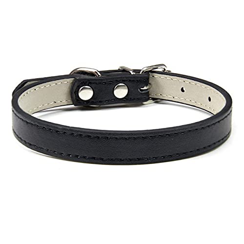 Kleines Hundehalsband Einfaches Design Reine Farbe Verstellbares Pu-Leder Hundehalsband Für Neugeborene Hunde Buntes Kätzchen Katzenhalsband,Schwarz,1.3m von NC