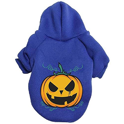 Kürbis Hundepullover Haustierkleidung Hoodie Golden Retriever Teddy Hundekostüm Herbst- und Winterkleidung,Blau,XL von NC