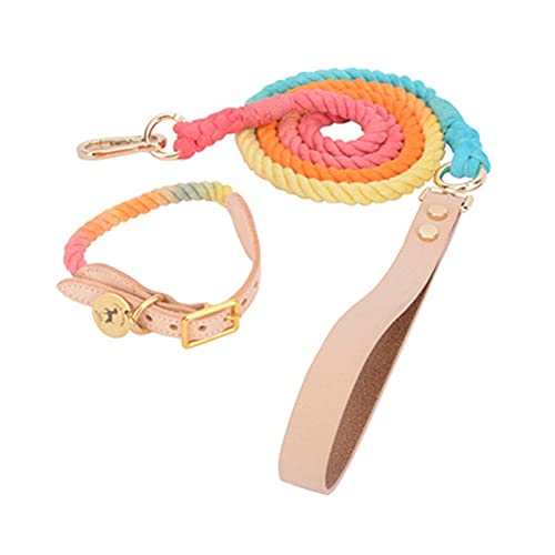 Leder Hundehalsband Rainbow Woven Cotton Traction Rope Small Medium Large Card Hunde und Katzen,als Bild11,M von HUANSUN