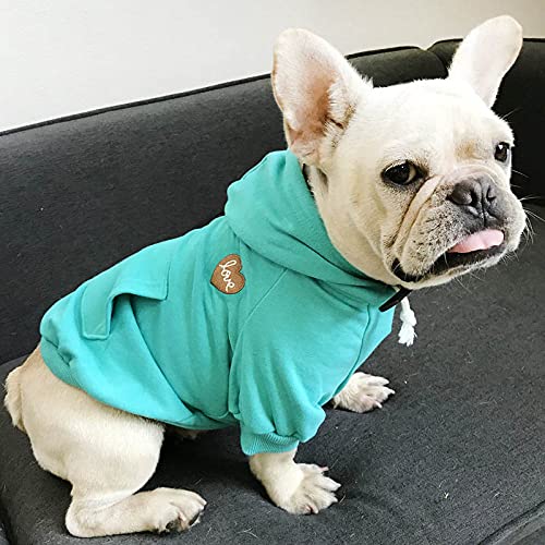 Mode Hund Hoodie Solide Haustier Hundebekleidung für kleine mittlere Hunde Mantel Frühling Herbst Haustiere Kleidung für Hunde,grün,S für Haustiere von NC