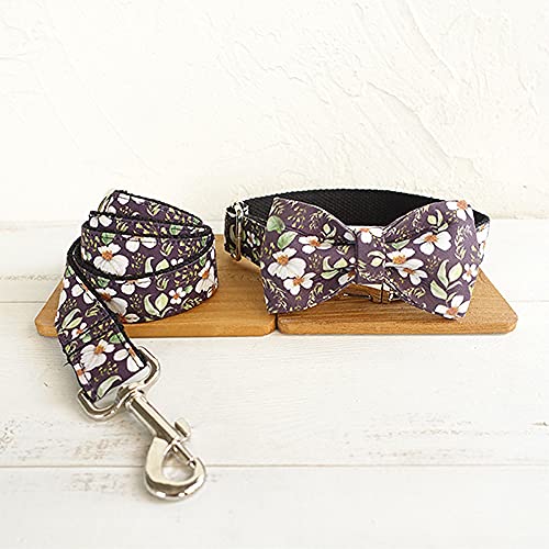 Mode weiches hartnäckiges Hundehalsband mit kleinen Blumen Hundehalsbänder 5 Größen,Fliege Halsband Leine,S von NC