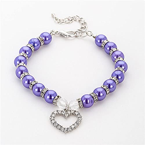 Nachahmung Perle Strass Anhänger Süße Hundehalskette Hundehalsband Zubehör Schmuck Halskette für kleine Hunde Große Hundekatzen,Dunkellila,S von NC