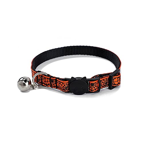 Neu Halloween Katzenhalsband Hundehalsband Haustierhalsband Glockenhalsband Heimtierbedarf,Spinnennetz,S 1.0x28cm von HUANSUN