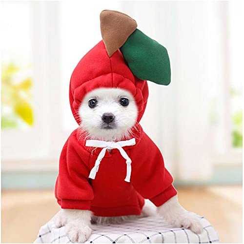 Niedliche Haustier-Hundebekleidung für Hunde Hoodies Lustige Frucht-Hundemantel-Welpen-Haustier-Kleidung für Hundekostüm, Apfel, L 4,5,6 kg von HUANSUN