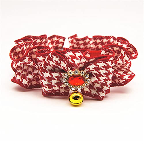 Niedliche Stoffhundehalsband Weihnachtsblumenhalskette mit Glocke für kleine und Meidum Hundehalsband Haustierzubehör mit 5 Farben,rot,M von HUANSUN