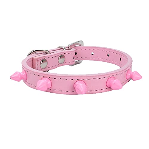 Nietenbesetztes kleines großes Hundehalsband Nietzubehör Hond Halsband für Welpen Halskette Leder PU Heimtierbedarf,Rosa,L von HUANSUN