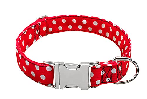 Nylon Hundehalsband Personalisiertes Hundehalsband für kleine mittelgroße Hunde,008,Rot,L von HUANSUN