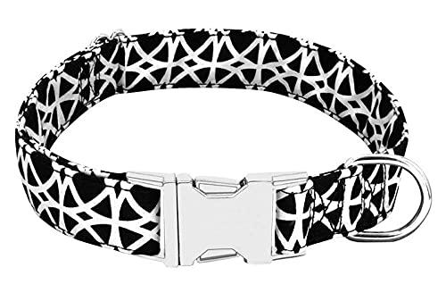 Nylon Hundehalsband Personalisiertes Hundehalsband für kleine mittelgroße Hunde,012,Schwarz,M von HUANSUN