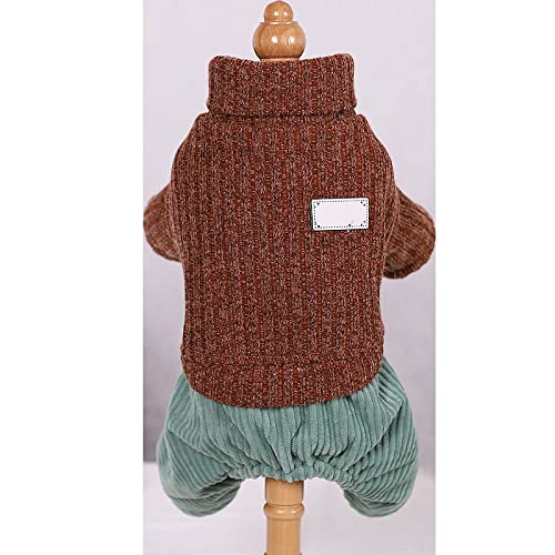 Overall für Hunde Winter Star Cord Warm Fleece Hundebekleidung Süßer wattierter Vierbeiner für kleine Hunde Winter,braun,XL von HUANSUN