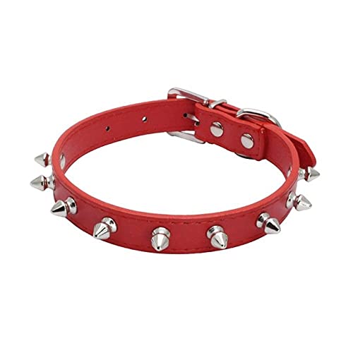 PU-Leder Hundehalsbänder mit Spikes Nietenbesetztes Hundehalsband für große Hunde Punk-Halsketten für kleine Hunde Katzen Heimtierbedarf XS/S/M/L,rot,S von HUANSUN