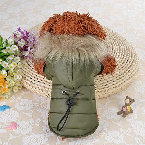 Pet Daunenkleidung Hund Katze Baumwolle gefütterte Kleidung Winter Leichte und warme Kapuzenhunde Baumwollmantel Jacke Welpenkleidung Chihuahua,Armeegrün,XL von HUANSUN