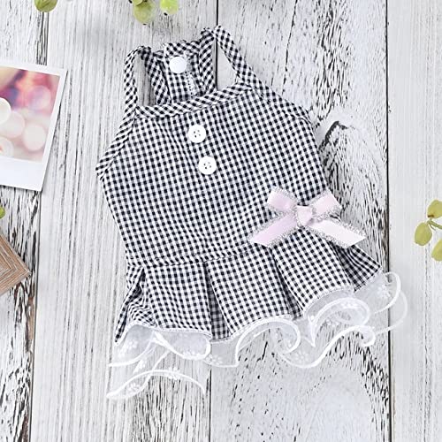 Plaid Bows Hund Hochzeitsanzug Sommer Mädchen Junge Haustier Kleid Für Kleine Kleine Katze Kleidung Tutu Rock Zubehör,Schwarz,2L von HUANSUN