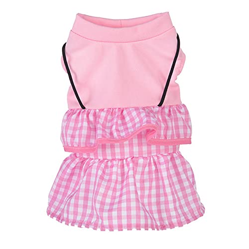 Prinzessin Hund Kleid Plaid Sling Welpen Katze Kleid Mode Hundebekleidung Sommer Haustier Rock Haustiere Kleidung Für Hunde,Rosa,XS 0.5,1.5KG von HUANSUN