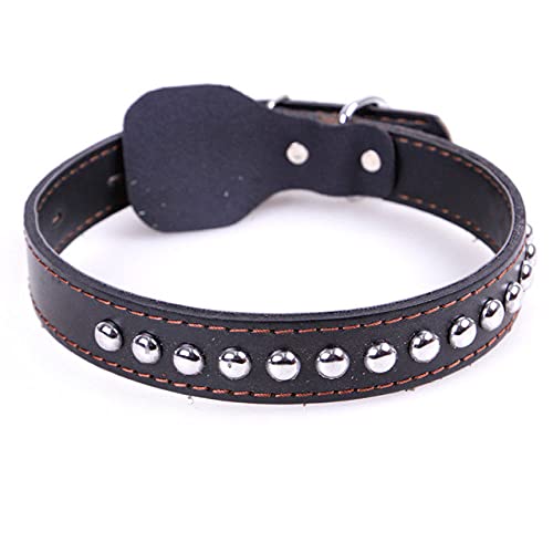 Pu-Leder Hundehalsband Bullet Halskette für mittlere und große Hundehalsbandzubehör,Schwarz,L von HUANSUN