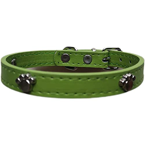Pu Leder Paw Cut Welpenhalsbänder Verstellbare Halskette Ohrstecker Haustier Katze Hundehalsbänder für kleine Hunde Mittleres und großes Haustierzubehör,grün,S von NC